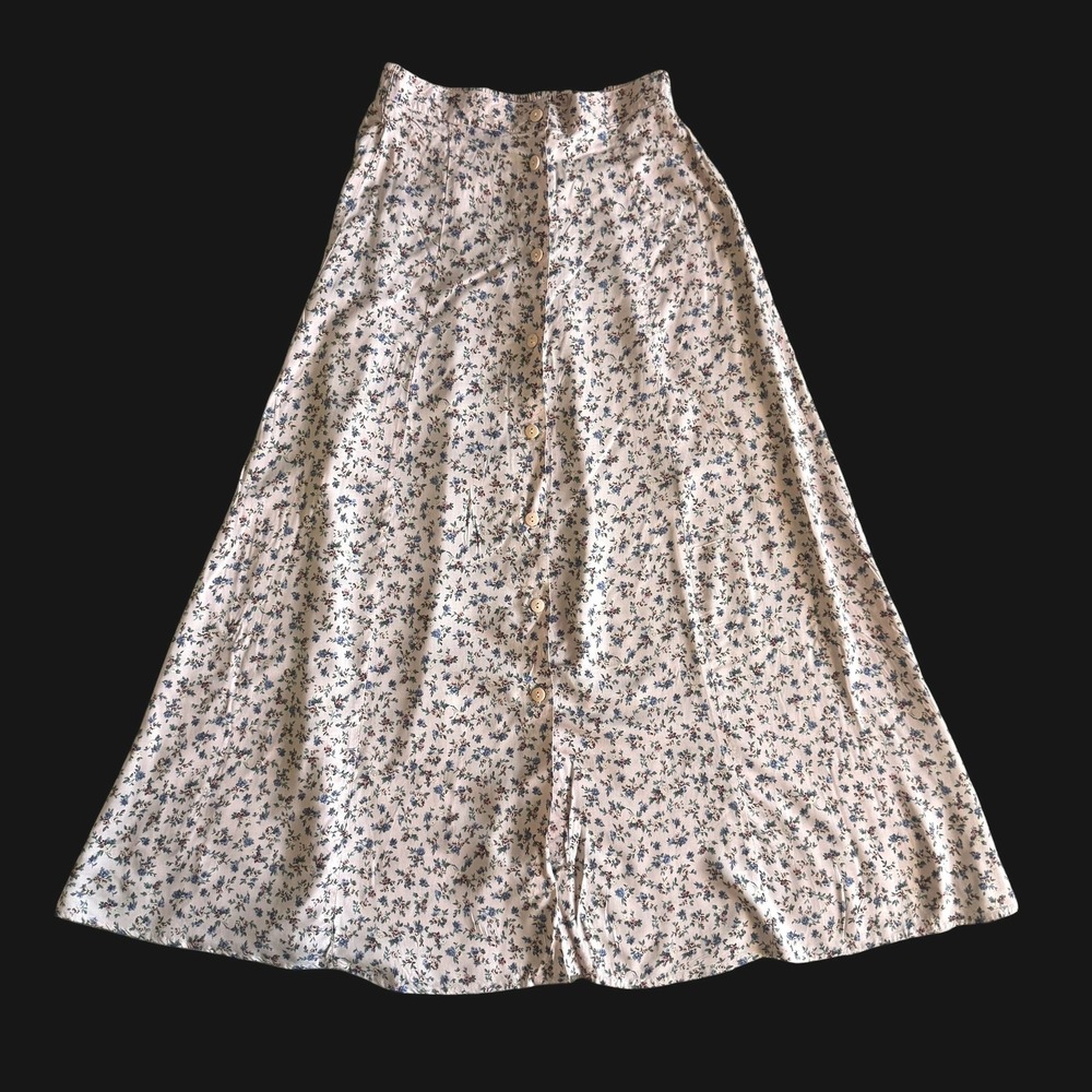 Westport Ltd Vintage Floral Midi Skirt Button Front Rayon 4 6 Cottagecore ditsy